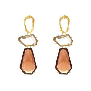 Liv Oliver 18K Plated 18.75 ct. tw. Quartz Geometric Earrings